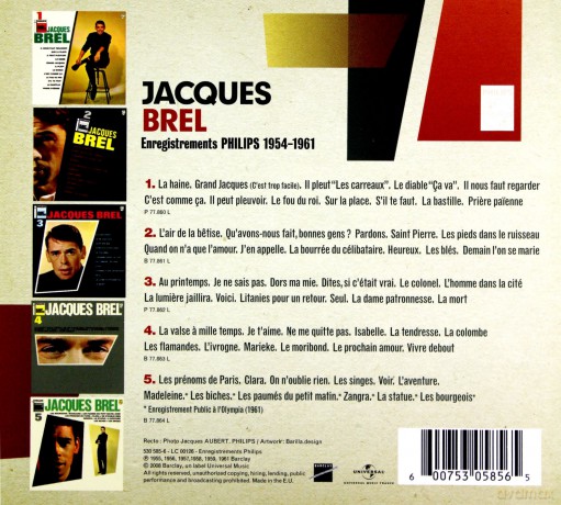 Jacques Brel: Enregistrements Philips 1954-1961 [5CD]