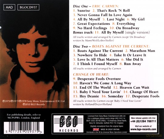 Eric Carmen: Eric Carmen/boats Against the Current/change of Heart [2CD]