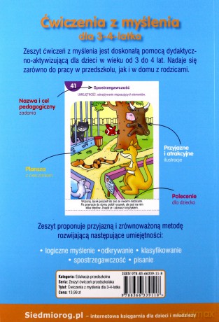 Ćwiczenia z myślenia dla 3-4 latka - Tamara Michałowska [KSIĄŻKA]
