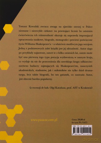William Shakespeare Fikcja w biografiach biografia w fikcjach - Tomasz Kowalski [KSIĄŻKA]