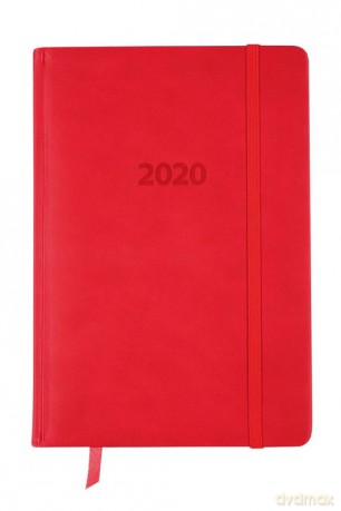 Kalendarz 2020 książkowy A5 tygodniowy Lux czerwony [KALENDARZ]