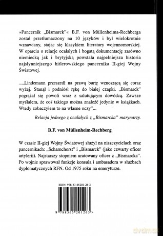 Pancernik Bismarck - Burkard Freiherr Mullenheim-Rechberg [KSIĄŻKA]