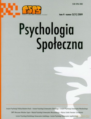 Psychologia społeczna 3/2009 (Tom 4) [KSIĄŻKA]