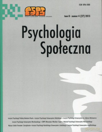 Psychologia Społeczna 8(27) 2013 [KSIĄŻKA]