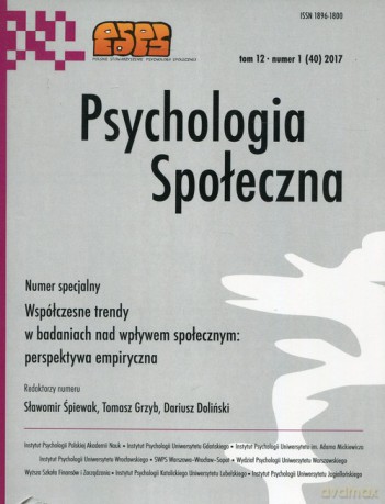 Psychologia Społeczna tom 12 nr 1 (40) 2017 [KSIĄŻKA]