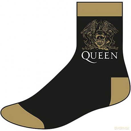 Queen: Crest Black Sockuk Size 7-11 (Euro Sizes Approx Size 40-45)