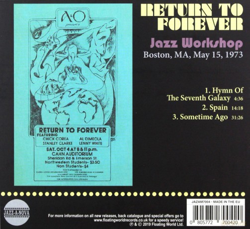 Return To Forever: Jazz Workshop. Boston. Ma. May 15.1973 [CD]