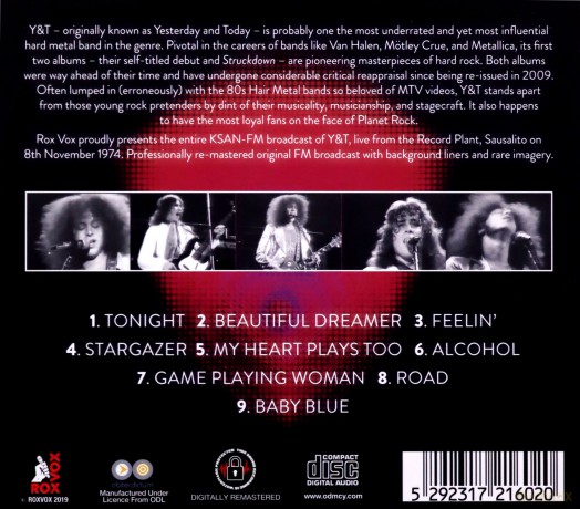 Y&T: Live... Record Plant. 1974 [CD]