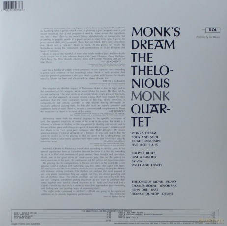 Thelonious Monk Quartet: Monks Dream (Blue) [Winyl]