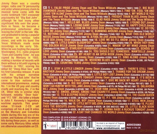 Jimmy Dean: The Complete Mercury & Columbia Singles As & Bs 1955-62 [2CD]