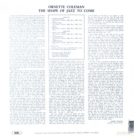 Ornette Coleman: The Shape Of Jazz To Come (Blue) [Winyl]