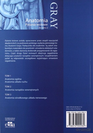 Anatomia Gray Pytania testowe (Tom 1-3) [KSIĄŻKA]