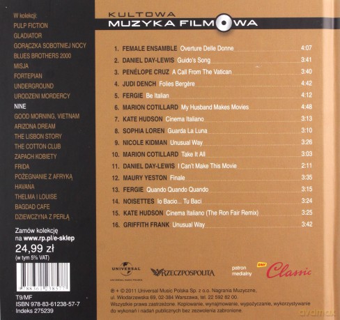 Nine soundtrack (Nine - Dziewięć) (Kultowa Muzyka Filmowa) [CD]