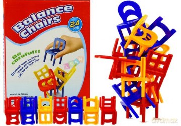 Gra Spadające Krzesła Ułóż Kolorową Wieżę - Leantoys [GRA]