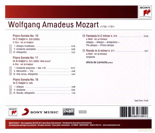 Alicia De Larrocha: Mozart: Piano Sonatas [CD]