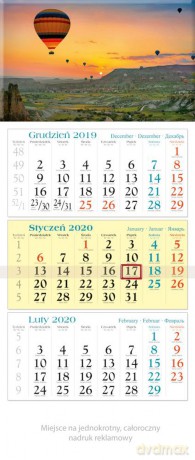 Kalendarz 2020 trójdzielny KT 14 Balony [KALENDARZ]