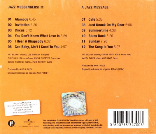 Art. Blakey: Jazz Messengers/A Jazz Message (2-1 Reissue) [CD]