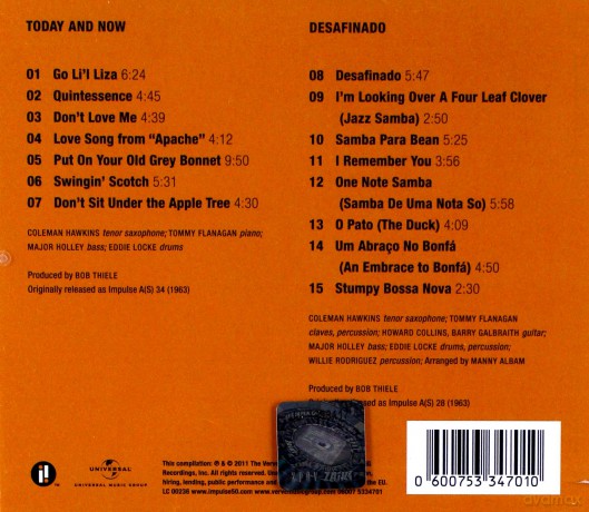 Coleman Hawkins: Today And Now/Desafinado (2-1 Reissue) [CD]