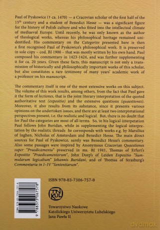 Paul of Pyskowice's Commentary on Aristotle's Categories Part 1 - Hanna Wojtczak [KSIĄŻKA]