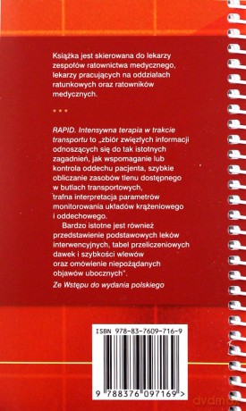 RAPID Intensywna terapia w trakcie transportu - Rosemary Adam, Chris Cebollero [KSIĄŻKA]