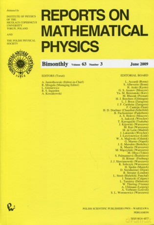 Reports on Mathematical Physics 63/3 2009 Kraj [KSIĄŻKA]