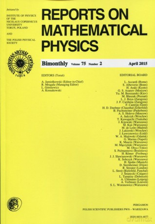Reports on Mathematical Physics 75/2 2015 Pergamon [KSIĄŻKA]