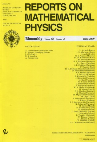 Reports on Mathematical Physics 79/3 2009 [KSIĄŻKA]