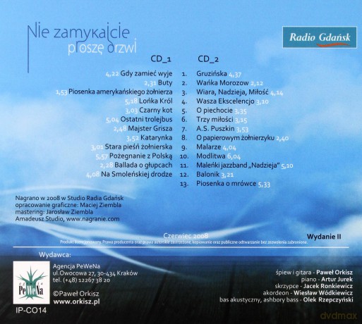 Paweł Orkisz: Nie Zamykajcie Proszę Drzwi (digipack) [2CD]
