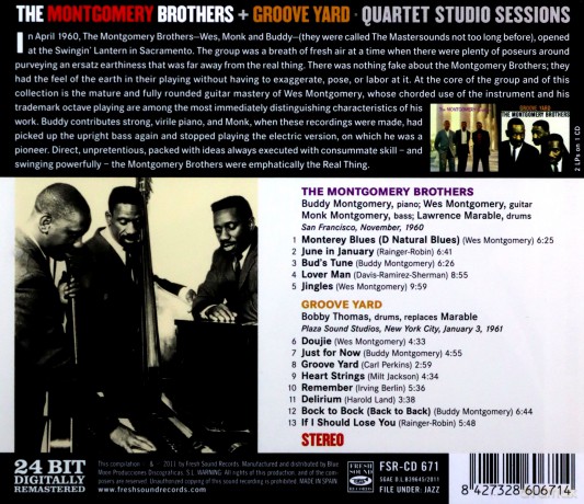 The Montgomery Brothers: Quartet Studio Sessions [CD]