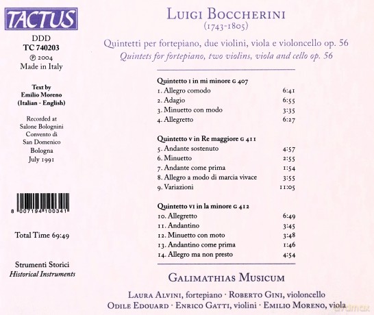 L. Boccherini: Quintet Piano Op. 56 [CD]