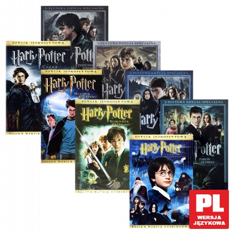 Harry Potter Pełna Kolekcja 8 Filmów: Kamień Filozoficzny / Komnata Tajemnic / Więzień Azkabanu / Czara Ognia / Zakon Feniksa / Książę Półkrwi / Insygnia Śmierci (cześci 1-8) Pakiet [12DVD]