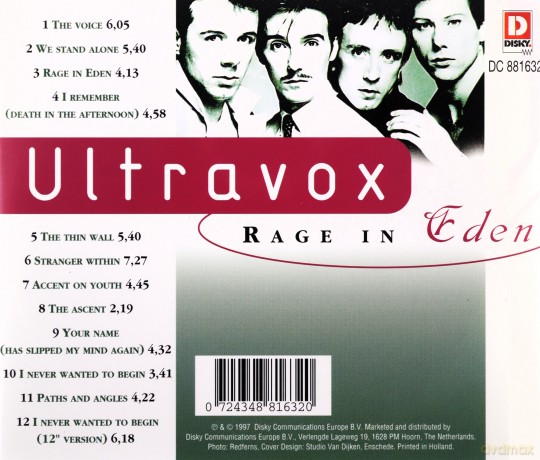 Ultravox: Rage In Eden [CD]