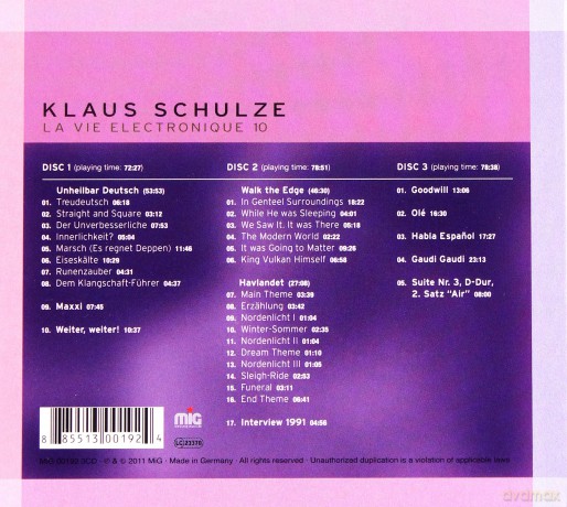 Klaus Schulze: La Vie Electronique 10 (digipack) [3CD]