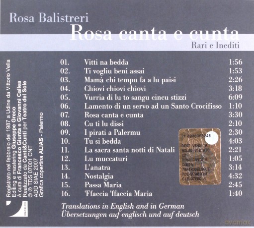 Rosa Balistreri: Rosa Canta E Cunta [CD]