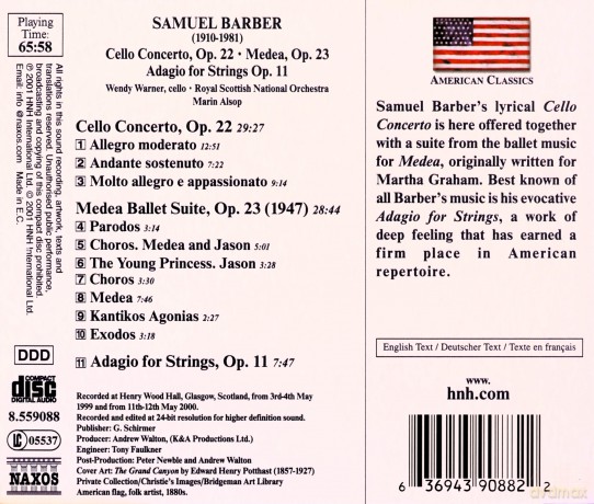 Wendy Warner: Samuel Barber: Orchestral Works, Vol. 2 - Cello Concerto [CD]