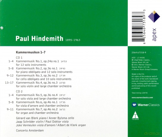 Gerard Von Blerk / Anner Bylsma: Paul Hindemith: Kammermusiken 1-7 [2CD]