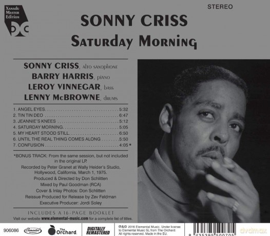 Sonny Criss: Saturday Morning -Remast- [CD]