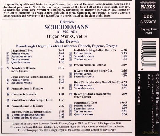 Julia Brown: Scheidemann: Organ Works, Vol. 4 [CD]