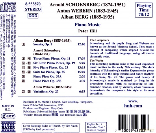 Schoenberg, Berg, Webern: Piano Music [CD]