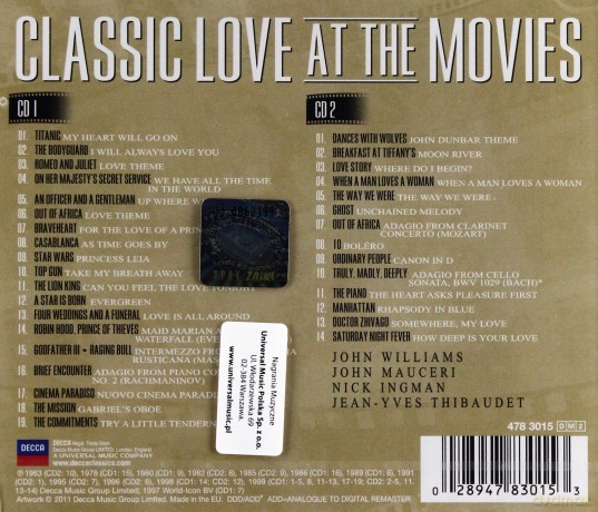 Classic Love At The Movies [2CD]