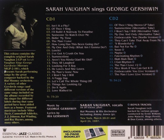 Sarah Vaughan: Sings George Gershwin [2CD]