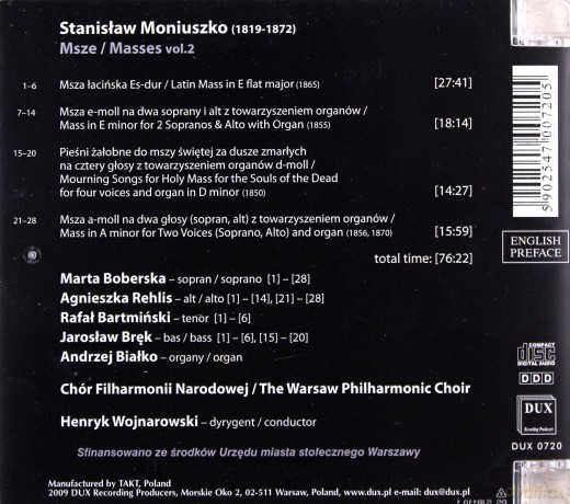 StanisŁaw Moniuszko (1819-1872) Masses vol. 2 [CD]