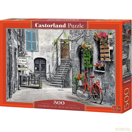 CASTORLAND 500 el. Uroczy zaułek z czerwonym rowerem [PUZZLE]