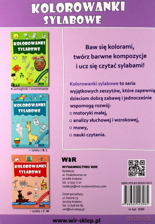 Kolorowanki sylabowe. Sylaby ze spółgłoskami P i M [KSIĄŻKA]