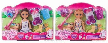 Lalka 16 cm + 3 pieski i akcesoria do sprzątania