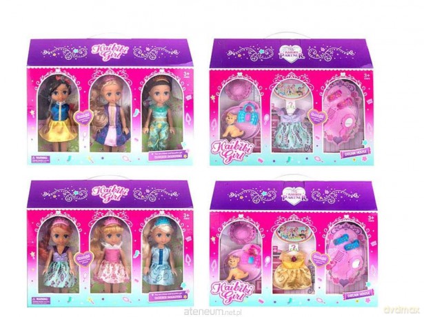 Lalka 16 cm 3 szt + stroje dwustronne mix