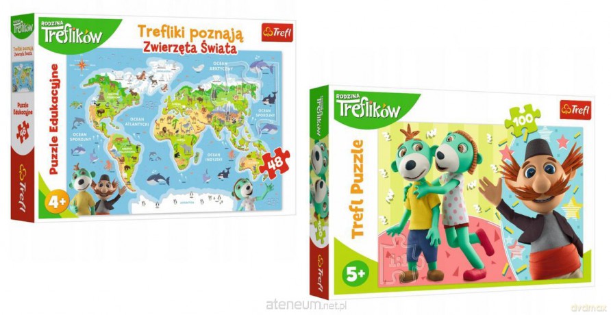 Trefliki Zwierzęta + puzzle 100 el