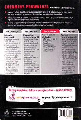 Egzaminy prawnicze Ministerstwa Sprawiedliwości 2016 (Tom 3) Kazusy do egzaminu adwokackiego i radcowskiego - Kamil Gorzelnik [KSIĄŻKA]