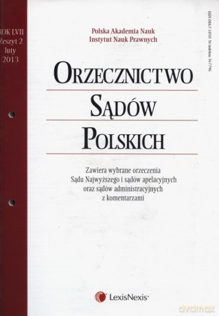 Orzecznictwo Sądów Polskich 2/2013 [KSIĄŻKA]