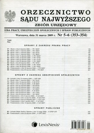 Orzecznictwo Sądu Najwyższego 5-6/2009 Zbiór urzędowy [KSIĄŻKA]